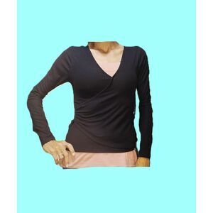One Step Up Black Long Sleeve Wrap Top Size Small | Tie Front Stretchy